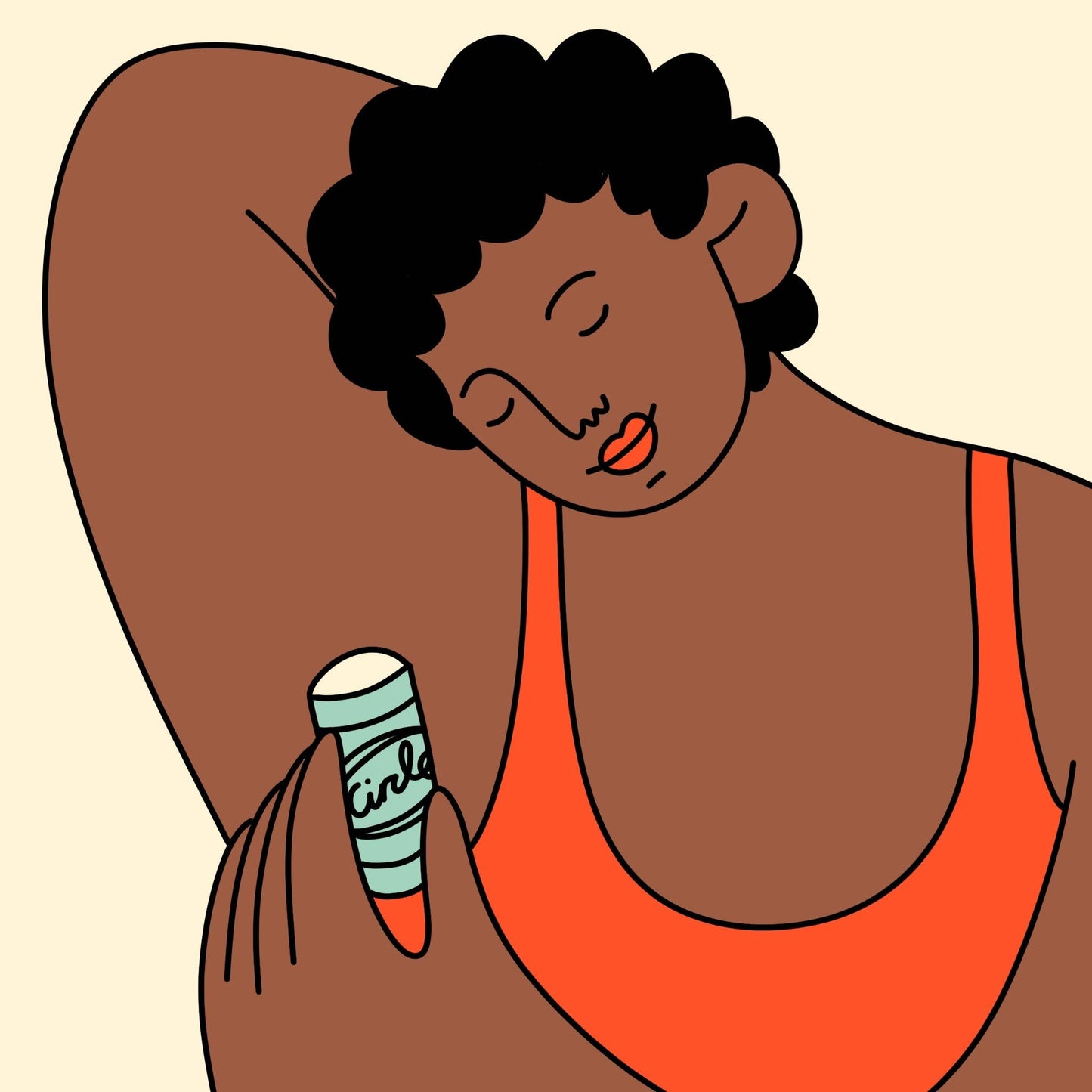 illustration of a woman applying upchircle deodorant