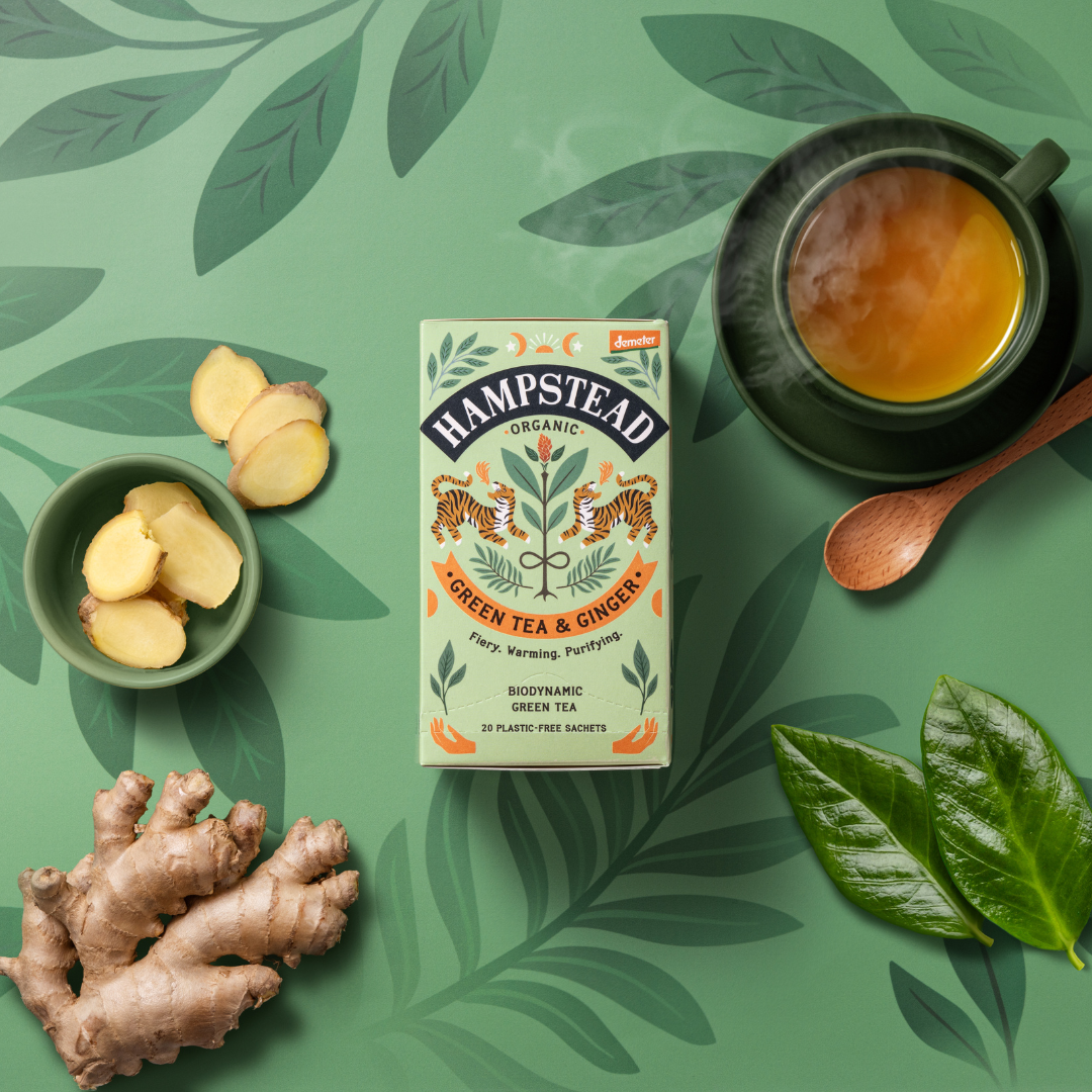 Hampstead Organic Green Tea & Ginger Tea - (Single - 1x20g)