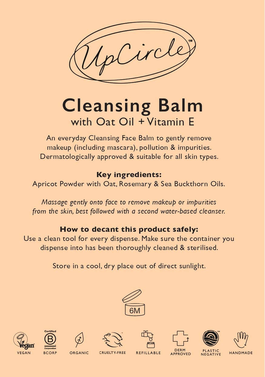 Natural Cleansing Balm Makeup Remover with Oat + Vitamin E