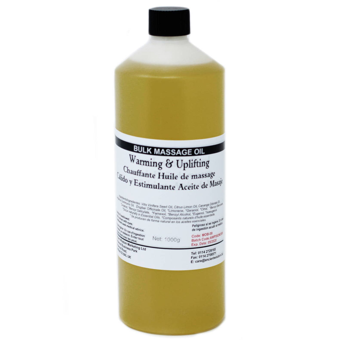 ''Warm and Uplifting'' Massage Oil / Bath Oil 1L