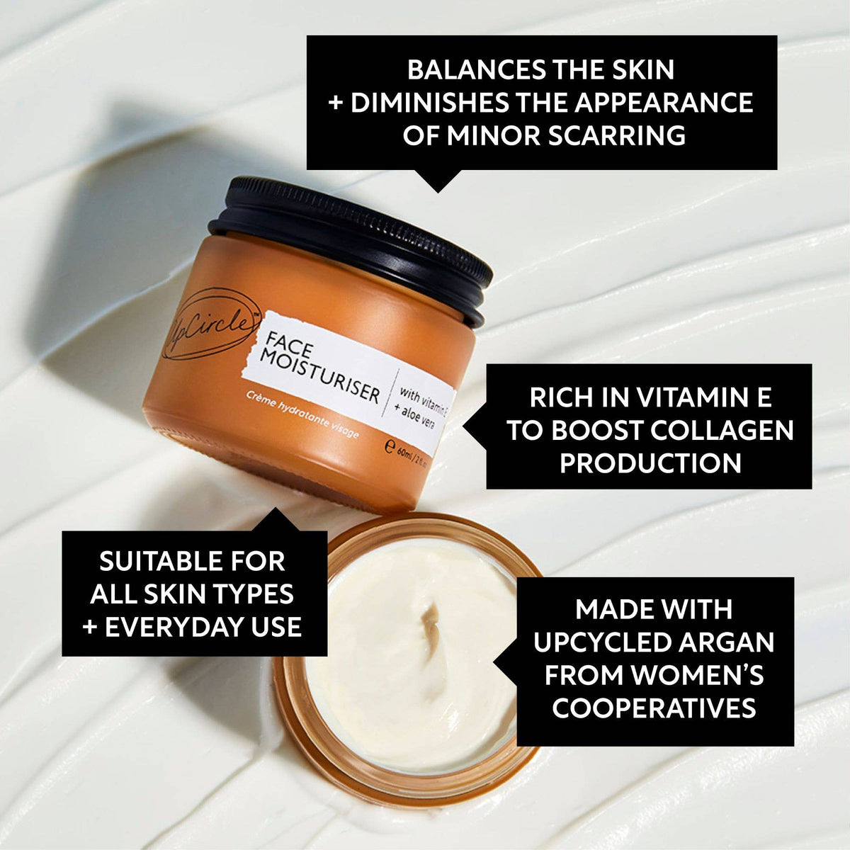 Face Moisturiser with Vitamin E + Aloe Vera - Eco Day Cream: 60ml / Standard - £65.97+VAT per Case of 6
